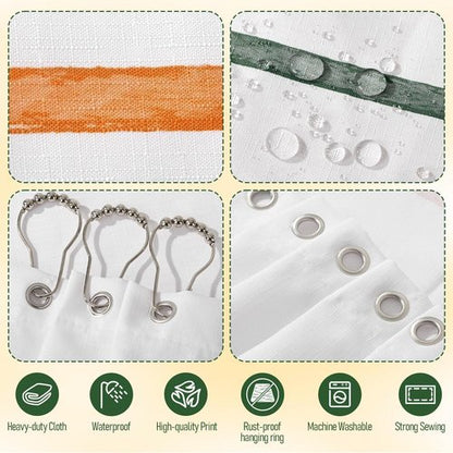 Treory Kids Boho Shower Curtain Set with Hooks, Minimalist Hand-Drawn Soft Pastel Stripes in Warm Earth Tones, Waterproof Fabric Shower Curtain for Modern Farmhouse Bathroom, 72" x 72"