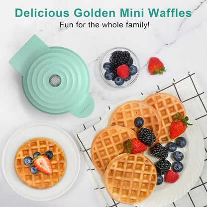 CROWNFUL Mini Waffle Maker - 4" Compact Chaffle Maker with Non-Stick Surface & Recipe Guide