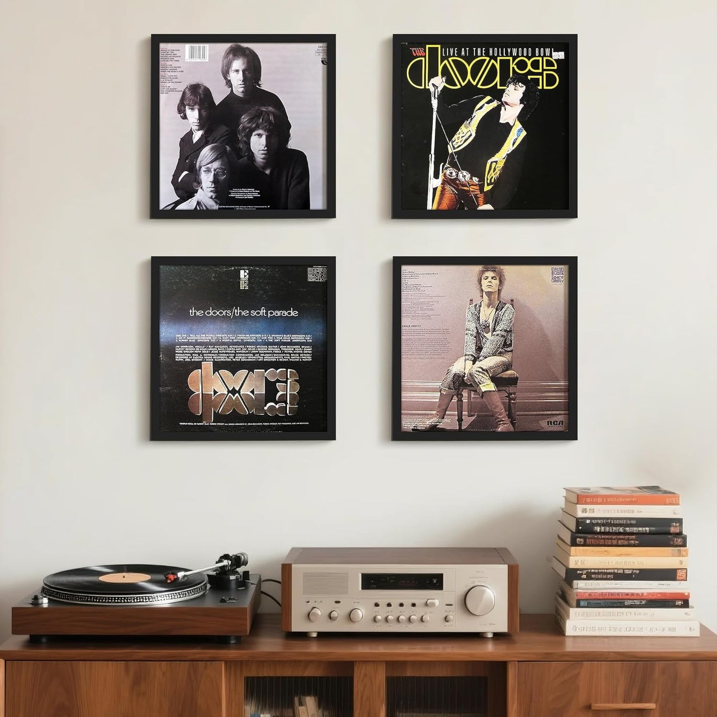 Upsimples 12.5x12.5 Vinyl Record Frame - Stylish Wall Display for 12-Inch Album Covers | Black, 4 Pack