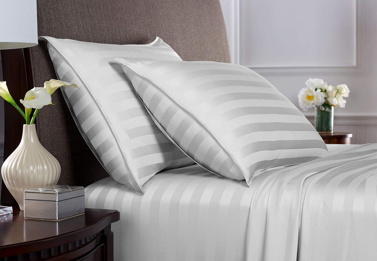 Pure Bamboo California King Sheets - 100% Organic Viscose Bed Set, Soft & Cooling | Jacquard White