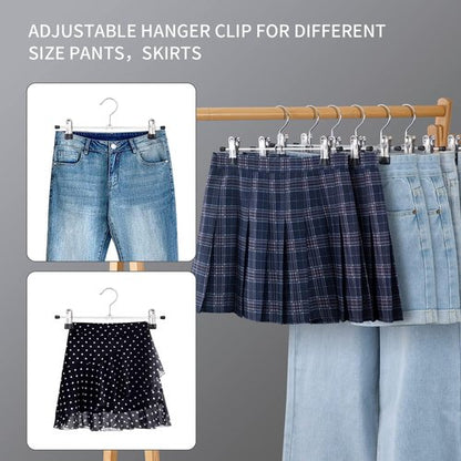 Cimlord 30 Pack Heavy-Duty Metal Pants Hangers - Non-Slip Clips for Skirts & Shorts | Black, 12 Inch