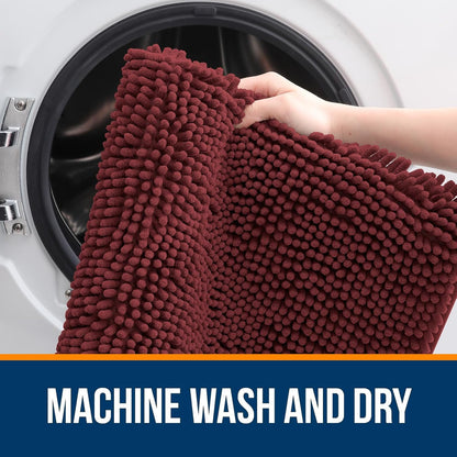 OLANLY Bathroom Rugs - Extra Soft Absorbent Chenille Mats | Quick Dry, Machine Washable, 30x20, Andorra Red-Brown