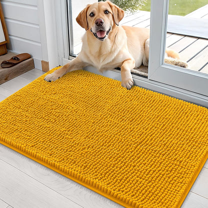 OLANLY Dog Door Mat - Absorbent Non-Slip Washable Doormat for Muddy Paws | 36x24 Golden Yellow