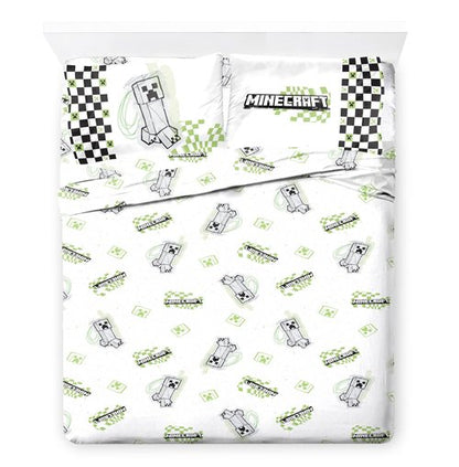 Jay Franco Minecraft Creeper Full Size Comforter Set - 7 Piece Bedding Includes Sheet Set & Pillow Covers - Super Soft Green & Gray Kids Bedding
