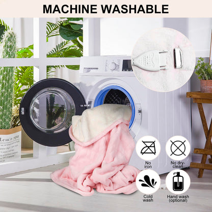 YANYEA Electric Heated Throw Blanket Sherpa 62"x84" Pink Machine Washable 6 Heat Settings 10 Hours Auto Off Overheat Protection for Home Office Use