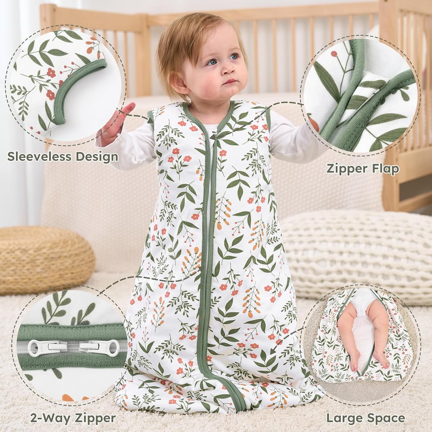 Yoofoss Baby Sleep Sack - 1.5 Tog Organic Cotton Wearable Blanket for 18-24 Months | Warm & Comfy