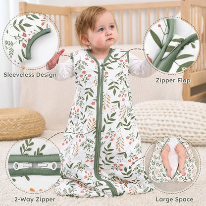 Yoofoss Baby Sleep Sack 18-24 Months, 1.5 Tog Baby Wearable Blanket with 2-Way Zipper, 100% Cotton Organic Fabric Winter Infant Sleeping Sack, Warm Soft Comfy