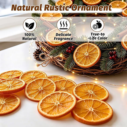 Dried Orange Slices Garland with Hemp Rope - 50 Pcs Rustic Christmas Ornament Set