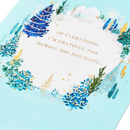 Romantic Christmas Card - Being With You with Gold Foil & Tree Design, 5 x 7 (Variation: Christmas Trees)