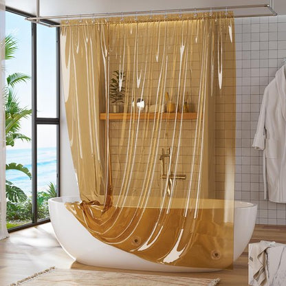 Titanker Shower Curtain Liner, Plastic Shower Liner PEVA 72 x 72 Lightweight Waterproof Shower Curtains for Bathroom with Magnets and Grommets, Clear Amber
