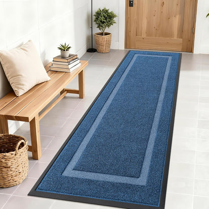 OLANLY Indoor Outdoor Front Door Mat - Waterproof All-Season Doormat, Sturdy Rubber, 71x23, Light Blue