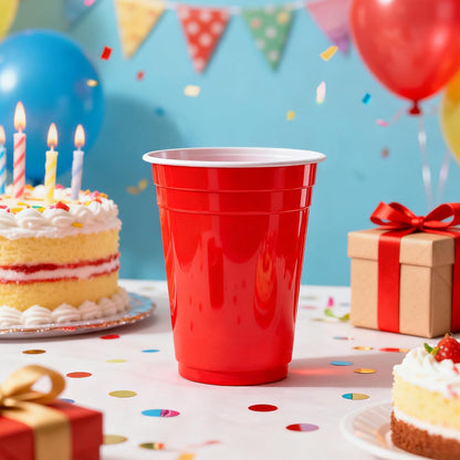 Red Disposable Plastic Party Cups - 12oz, 100 Count | Perfect for Gatherings, Picnics & BBQs