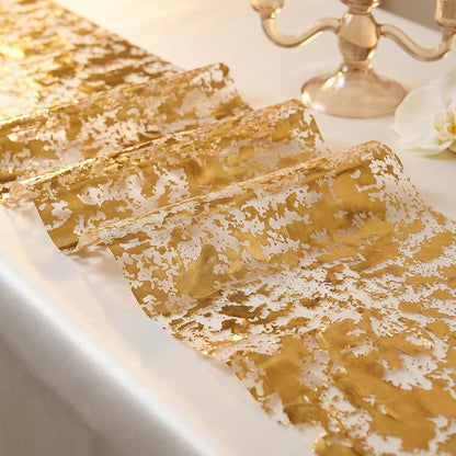 Gold Table Runner 2 Pcs 9FT Sequin Glitter Mesh - Variation: Gold+9FTx2