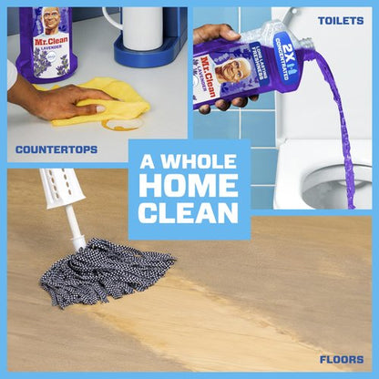 Mr. Clean All Purpose Cleaner, Floor Cleaner for Mopping Home, Bathroom, & Kitchen, Cleaning Liquid for Mop & Bucket, Cleaning Supplies, Multi-Surface Dilutable, Lavender, 41oz