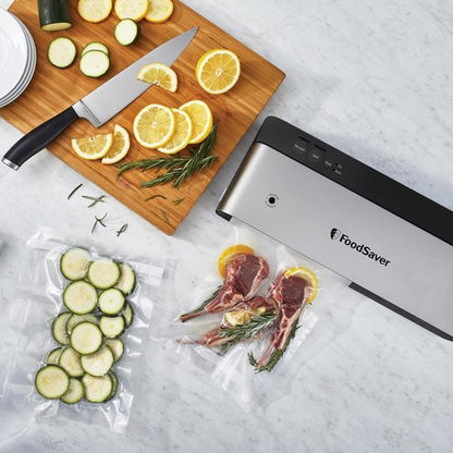 FoodSaver PowerVac Compact Vacuum Sealing Machine - Stainless Steel & Black | Preserves Freshness & Reduces Waste for Dry/Wet Food