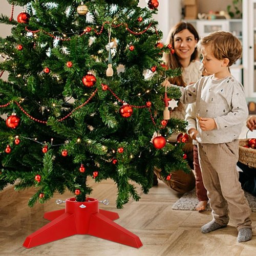 FORUP Christmas Tree Stand - Sturdy Base Holder for Real Trees | Red Color