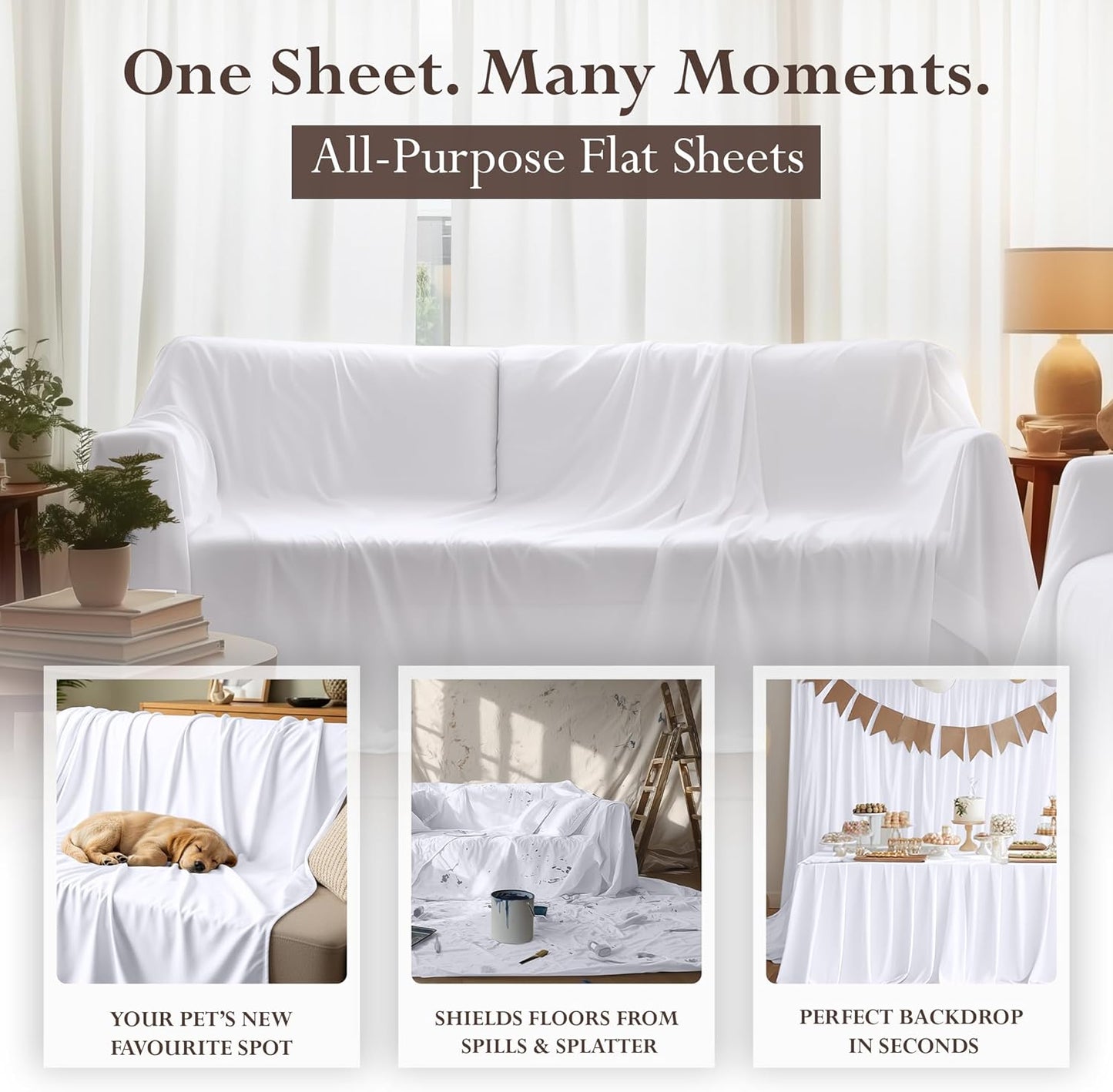 Utopia Bedding Flat Sheet - Soft Brushed Microfiber - Queen Size, White - Fade & Shrink Resistant