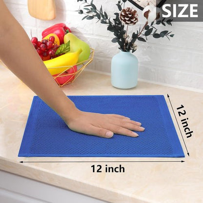 Homaxy Kitchen Dish Cloths - 100% Cotton Waffle Weave, Ultra Soft & Absorbent, 12 x 12 Inches, 12-Pack | Blueberry