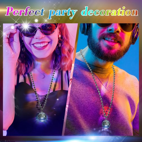 Henoyso LED Disco Ball Necklaces - 24 Pcs Colorful Light-Up Party Favors for Bachelorette & Birthdays
