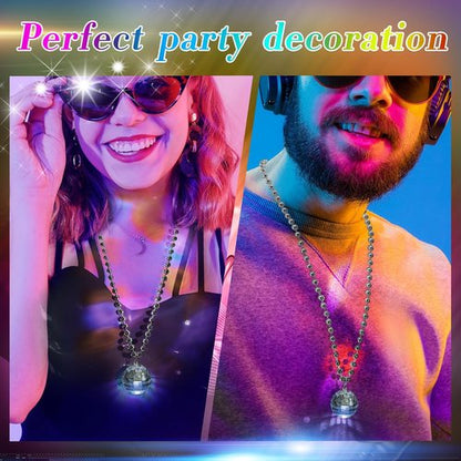 Henoyso LED Disco Ball Necklaces - 24 Pcs Colorful Light-Up Party Favors for Bachelorette & Birthdays