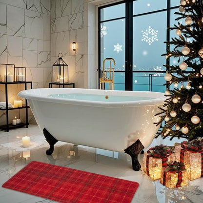Hargiis Christmas Non-Slip Bathtub Mat, Anti Slip Shower Mat, Fast Drying Bathtub Mats, Foot Scrubber Mat, Anti Slip Mat for Tub, Floor, Bathroom, Kitchen, Home, Hotel (Holiday Plaid, 40"x16")