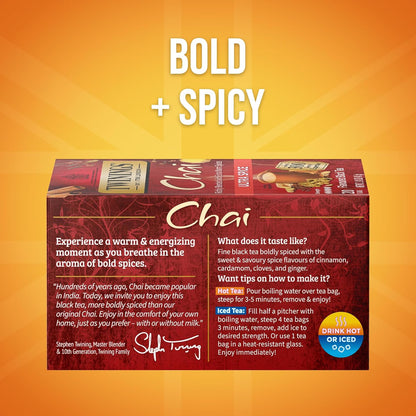 Twinings Ultra Spice Chai Tea Bags - Sweet & Savory Caffeinated Blend | 120 Individually Wrapped Bags