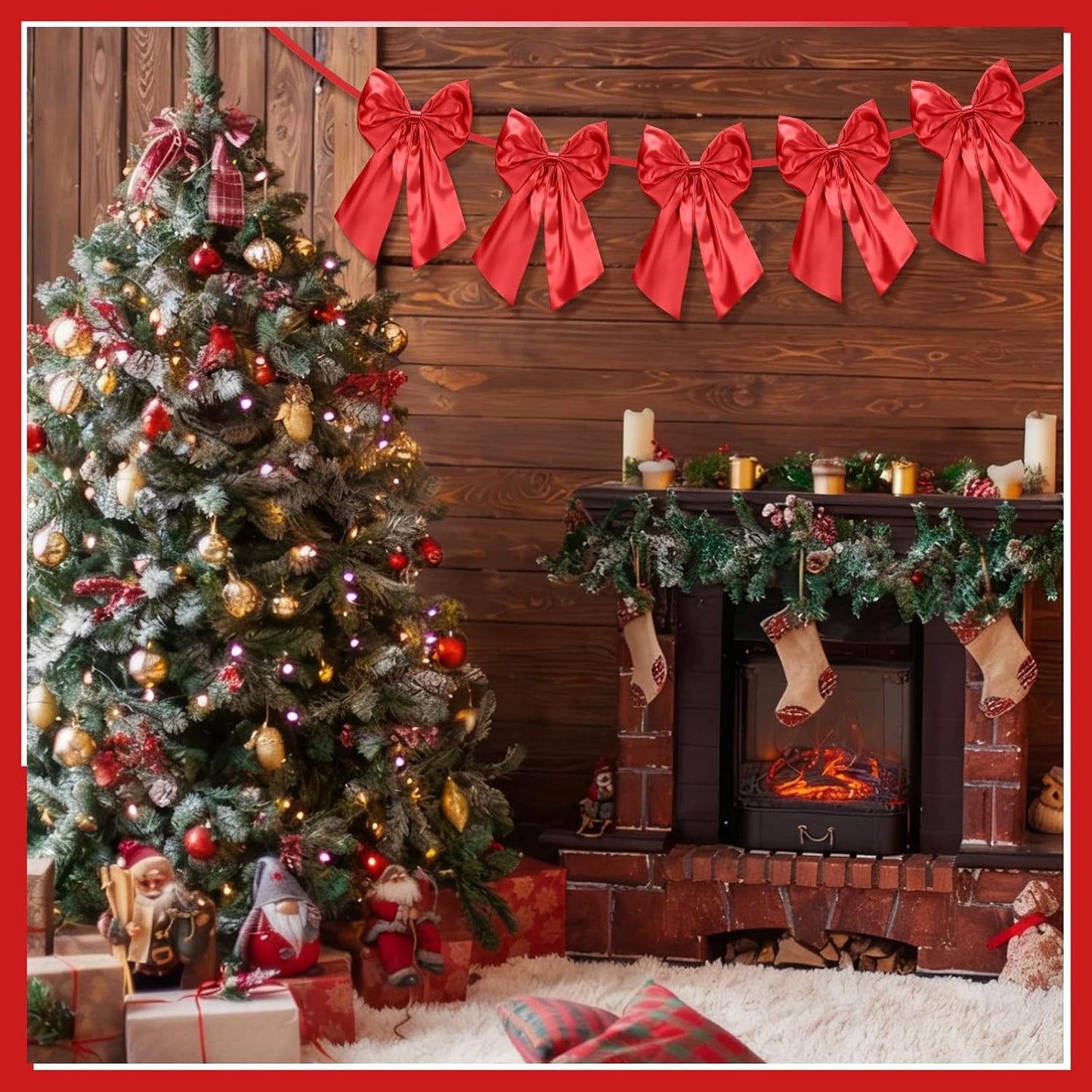 Suncalla Valentine's Day Decorations - 6 FT Large Red Bow Garland | Perfect for Weddings & Parties