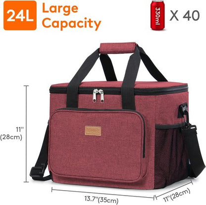 Lifewit Insulated Lunch Bag - Large Soft Cooler Tote for Adults | Burgundy 40-Can (24L)