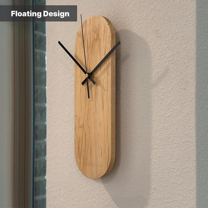 Solid Maple Oval Wall Clock - Minimalist Silent 12 Inch - Chaos & Wit (Variation of THIS listing: 12 Inch)