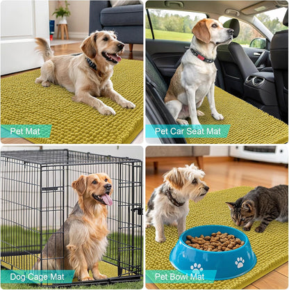 OLANLY Dog Door Mat - Absorbent Non-Slip Mud Mat for Muddy Paws | 36x24 Mustard Yellow Indoor Carpet