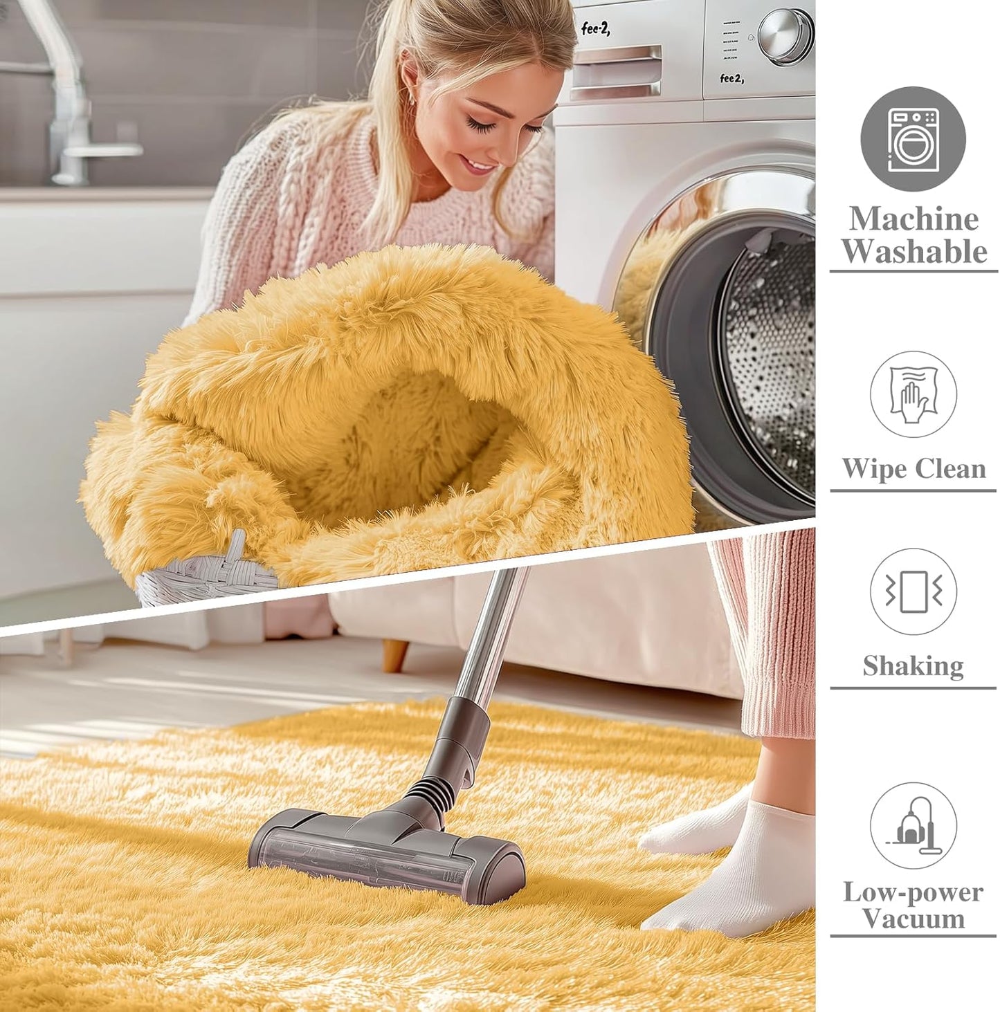 OLANLY Machine Washable 2x6 Runner Rug - Soft Fluffy Shaggy Indoor Carpet for Bedroom & Hallway | Mustard Yellow