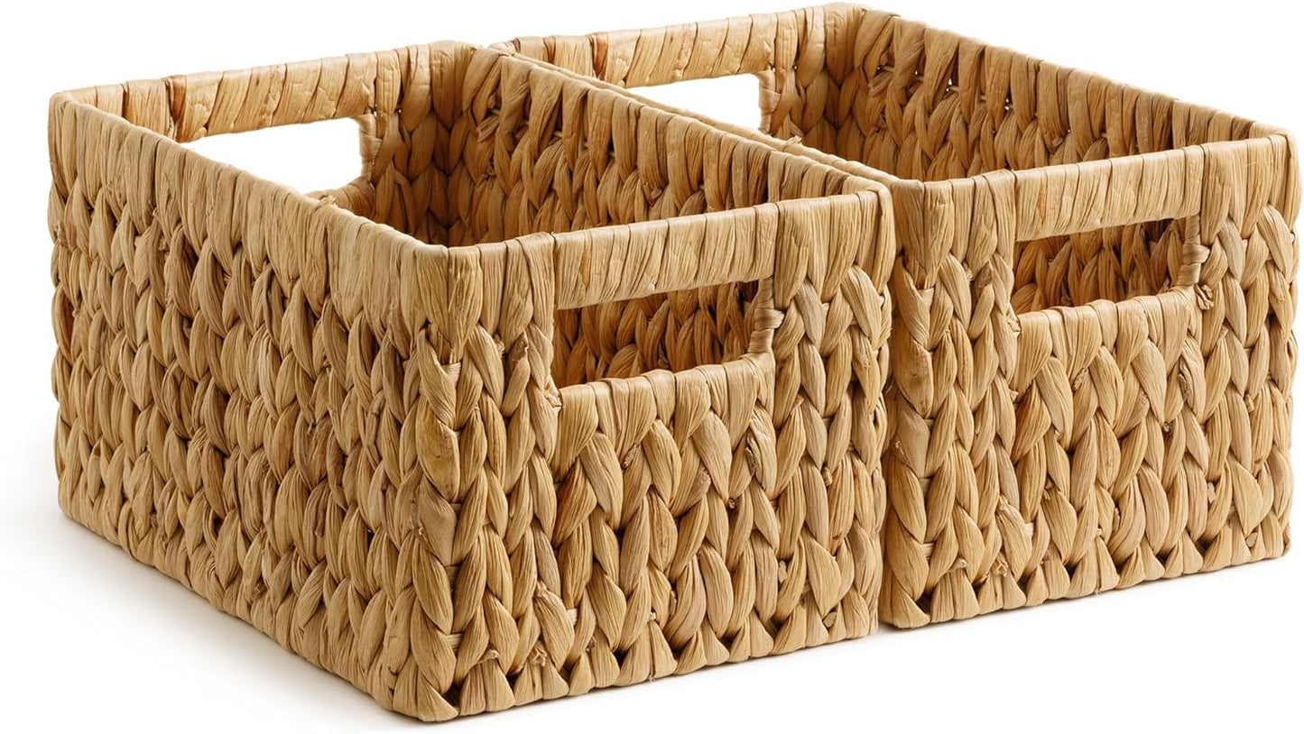 StorageWorks Wicker Basket - Organizing Baskets with Built-in Handles | Medium 2-Pack in Natural Hyacinth