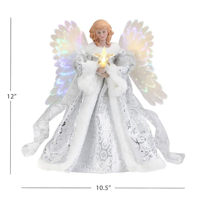 Mr. Christmas Fiber Optic White Angel Tree Topper - 10ft Cord, Christmas Decoration