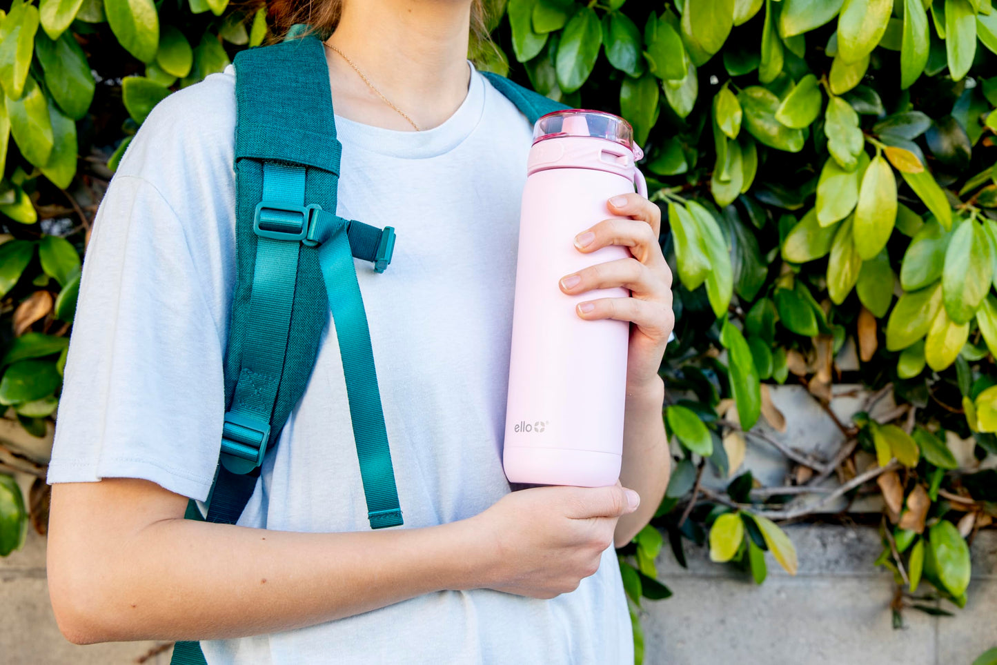 Ello Cooper 22oz Stainless Steel Water Bottle with Straw and Carry Handle, Double Walled and Vacuum Insulated Metal, Leak Proof Locking Lid with Soft Silicone Spout, Reusable, BPA Free, Cashmere Pink