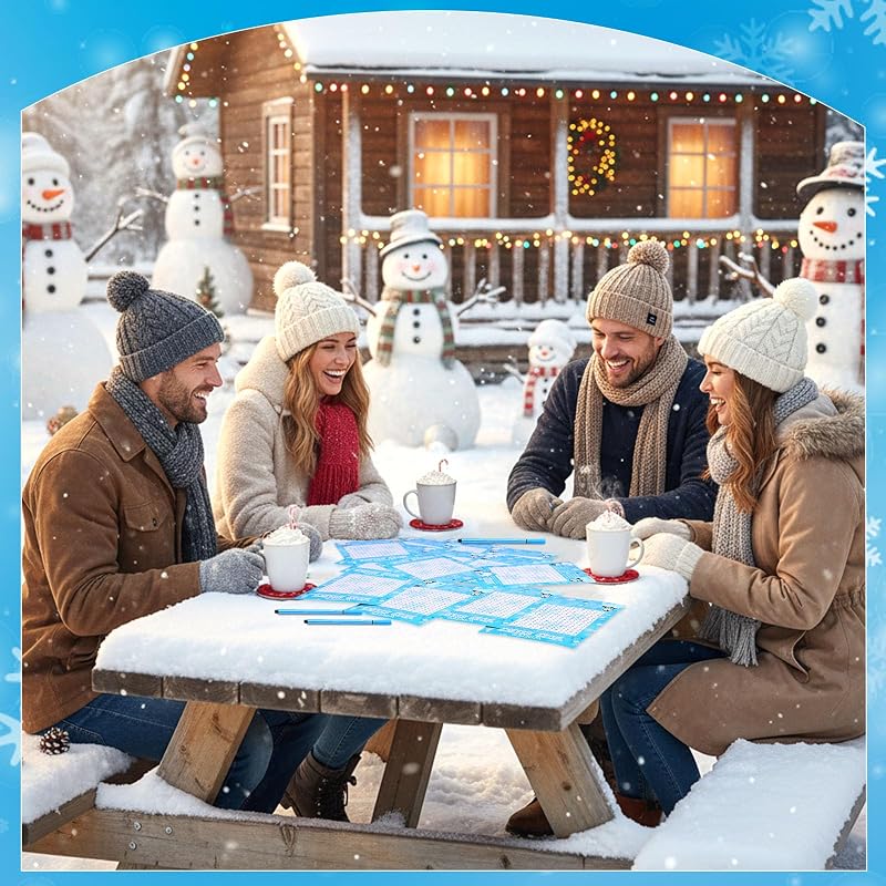 Capoda Winter Word Search Game Set – 41 Pcs, 30 Cards + 10 Pens, for Xmas Party (Variation: Winter)