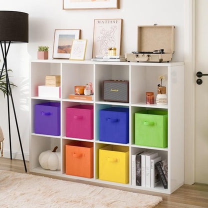 Granny Says 11-Inch Cube Storage Bins - Colorful Fabric Organizers for Kids' Rooms | 6-Pack Rainbow Design