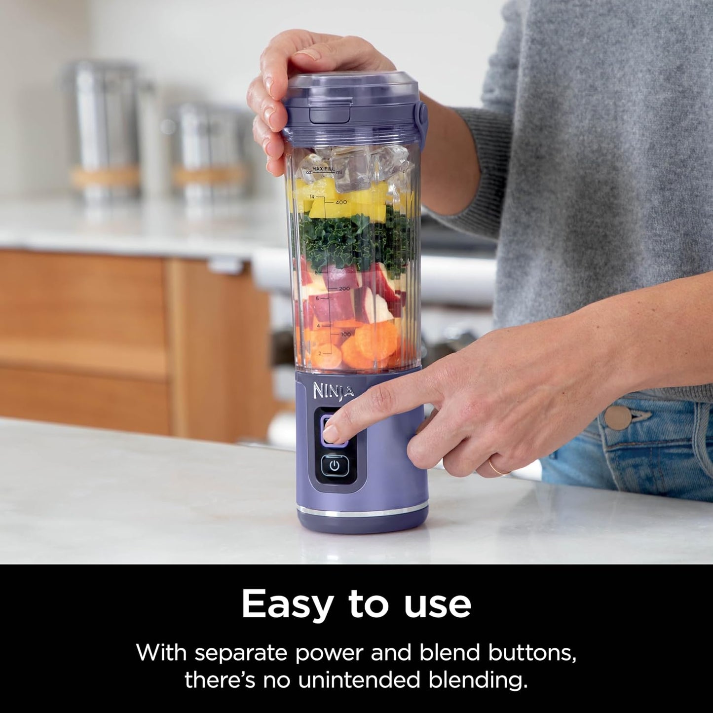 Ninja Blast Portable Blender - Cordless 18oz Personal Blender for Shakes & Smoothies | Galaxy Purple, BPA Free, USB-C Rechargeable