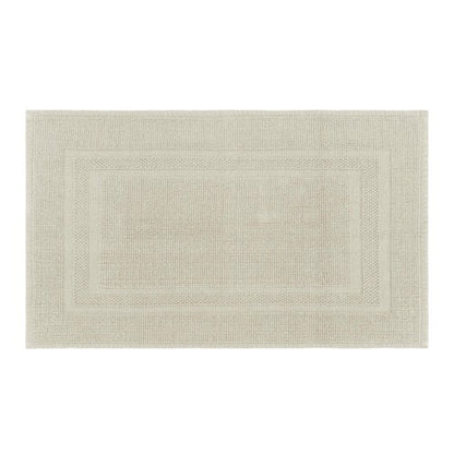 Mrs Awesome Soft 100% Cotton Bath Mat with Hot-melt Non-Slip Backing, 20" x 32" Comfortable & Absorbent Washable Textured Woven Rug for Bathroom, Beige