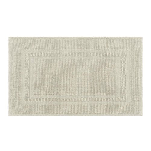 Mrs Awesome Soft 100% Cotton Bath Mat with Hot-melt Non-Slip Backing, 20" x 32" Comfortable & Absorbent Washable Textured Woven Rug for Bathroom, Beige