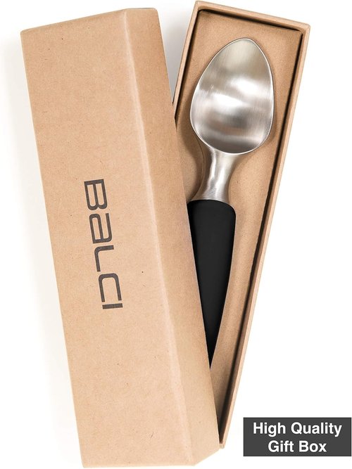 Balci Ice Cream Scoop - Heavy Duty Stainless Steel Scooper with Non-Slip Grip - Dishwasher Safe, Black