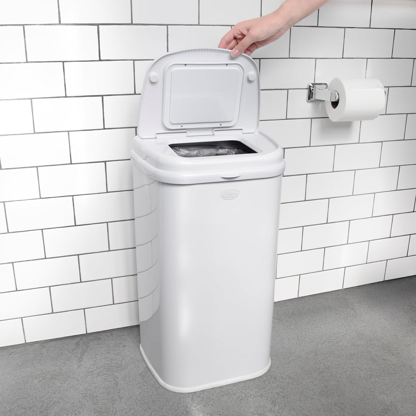 Ubbi Adult Diaper Pail - Steel Odor-Locking Design | No Special Bags Required, Modern White Finish