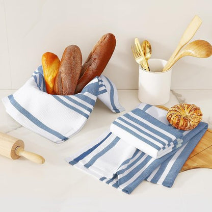 Homaxy Premium Kitchen Towels - Highly Absorbent Cotton Dish Towels, 18”x28”, Navy Blue, 6 Pack
