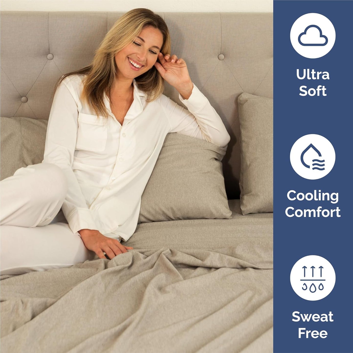 Split King Size 5-Piece Sheet Set | Comfy Cooling Bed Sheets - Luxury Hotel Quality - Beige