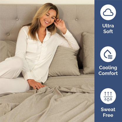Split King Size 5-Piece Sheet Set | Comfy Cooling Bed Sheets - Luxury Hotel Quality - Beige