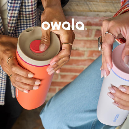 Owala SmoothSip Insulated Stainless Steel Coffee Tumbler - 12 oz Reusable Hot & Iced Coffee Cup | Grey/Blue