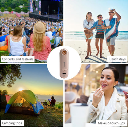 Skiennix 4-in-1 Portable Handheld Fan - USB Rechargeable Cooling Fan with Power Bank & Mirror | Pink
