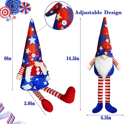 Skiennix 4th of July Gnomes | Handmade Plush Mr & Mrs Swedish Tomte Decorations for Patriotic Celebrations