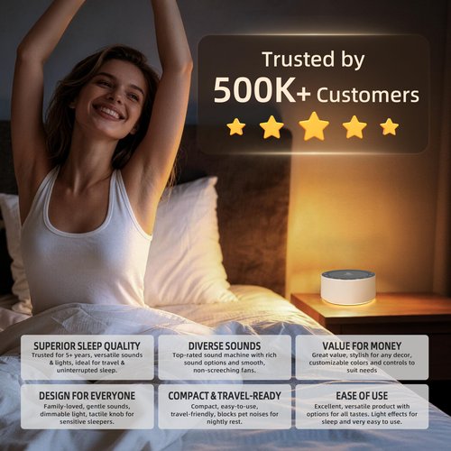 Kipcush White Noise Machine with Night Light – Nursery Sound Machine with Soft Non-Glare Lamp, 30 Soothing Sounds, 8 Color Lights, Up to 8-Hour Timer for Baby & Adults