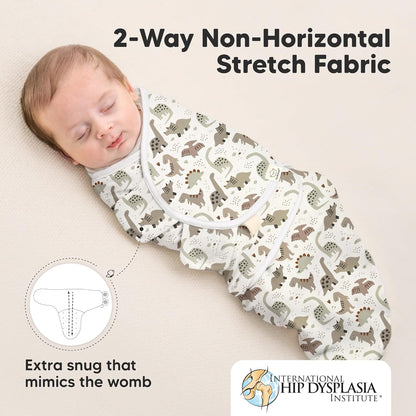 Skiennix Organic Baby Swaddle Sleep Sacks - Soft & Snug Newborn Swaddles for 0-3 Months (Dino Ridge, OS)