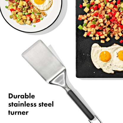 OXO Good Grips Large Griddle Turner – Durable Stainless Steel Griddle Turner with Beveled Head and Nonslip Grip for Indoor or Outdoor Griddle, Griddle Accessories, BBQ Accessories